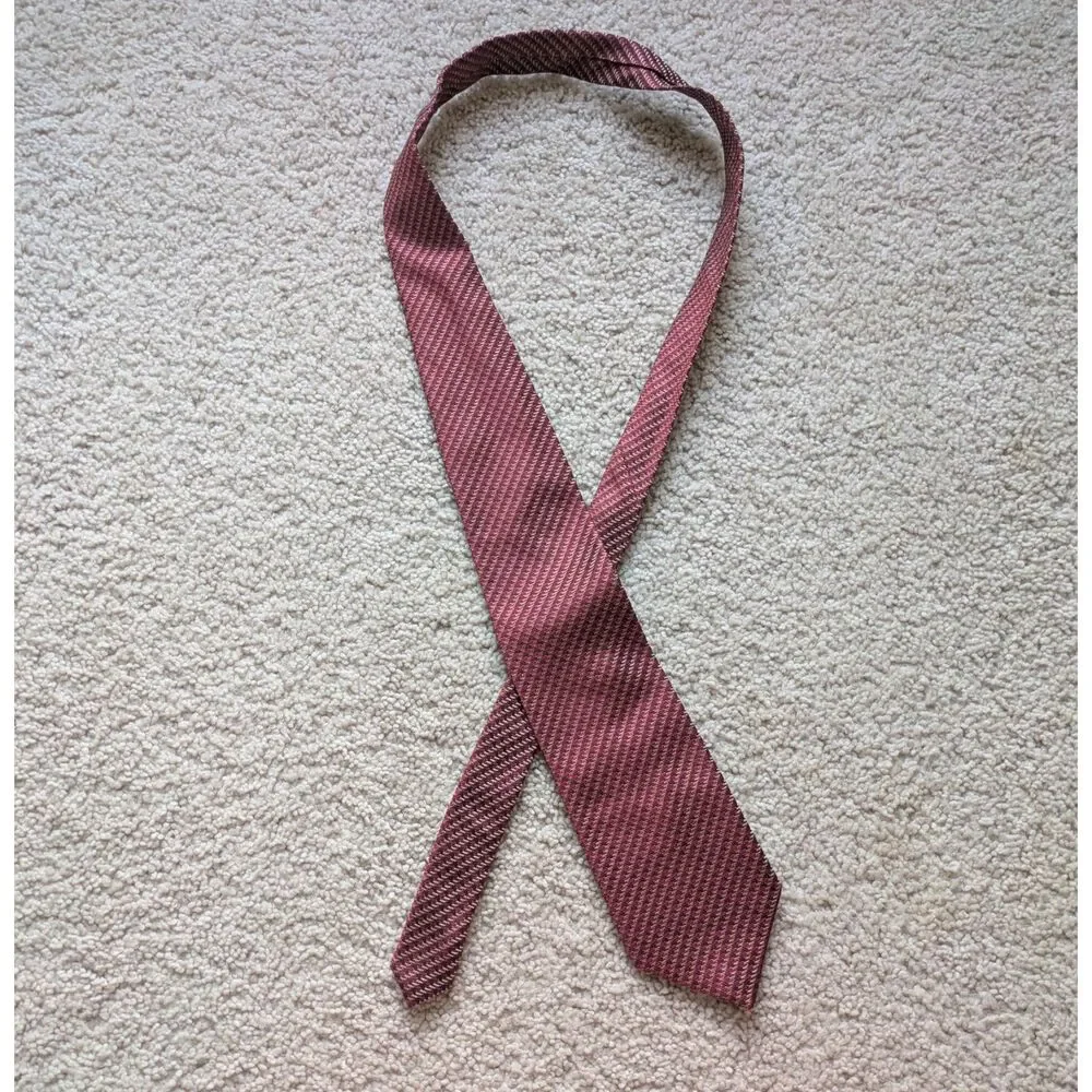 Nautica 100% Silk Burgandy Red Diagonal Stripe Print Tie